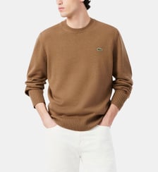 Pull droit logo en laine Lacoste