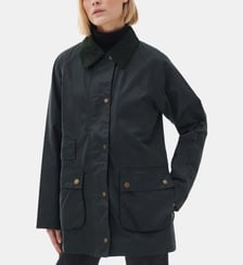 Parka droite tain wax mi-longue en coton Barbour