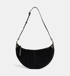 Sac à main demi lune Rosanne en cuir et suède Galeries Lafayette