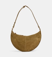 Sac à main demi lune Rosanne en cuir et suède Galeries Lafayette