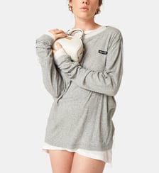 T-shirt à  manches longues en jersey côtelé Miu Miu
