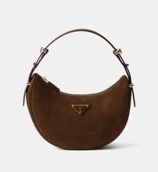 Sac à main demi lune en cuir de veau velours Prada