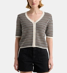Pull pointelle Cahini rayures coton Galeries Lafayette