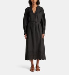 Robe longue ample Laspy ceinture broderies coton bio Jodhpur