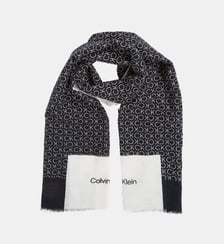 Echarpe en coton et lin monogramme all-over Calvin Klein
