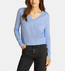 Pull droit coton col V Tommy Hilfiger