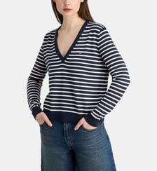 Pull droit coton col V Tommy Hilfiger