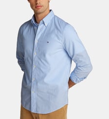 Chemise droite en popeline de coton à rayures Tommy Hilfiger