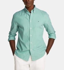 Chemise droite en popeline de coton à rayures Tommy Hilfiger