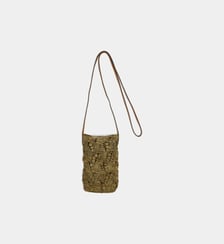 Sac pochette porte téléphone raphia et cuir Gerard Darel