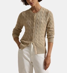 Cardigan cintré maille torsadée en coton Polo Ralph Lauren