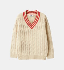 Pull droit maille torsadée en coton IL GUFO