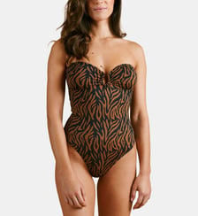 Maillot de bain 1 pièce bustier Le Désirable imprimé zèbre Anja