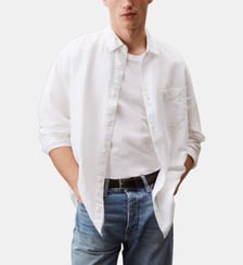 Chemise droite en lin et coton Calvin Klein