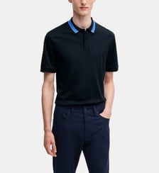 Polo slim en coton mercerisé col à rayures BOSS