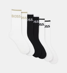 Lot de 6 paires de chaussettes courtes côtelées en coton mélangé BOSS