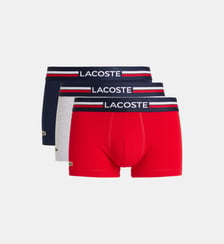 Lot de 3 boxers unis coton stretch Lacoste