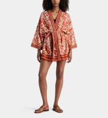 Kimono de plage Orphee K motif floral en coton bio Galeries Lafayette