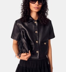 Veste courte en cuir Maje