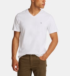 T-shirt droit coton col V Tommy Hilfiger