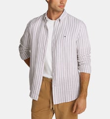 Chemise droite en lin à rayures Tommy Hilfiger