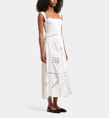 Robe longue bustier dentelle crochet et broderies coton  Marine Serre