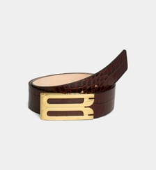 Ceinture large Jumbo Frame cuir verni façon croco Victoria Beckham