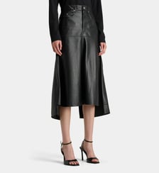 Jupe évasée longue asymétrique en cuir Victoria Beckham