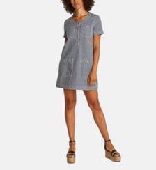 Robe droite courte denim à rayures Tommy Hilfiger