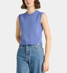 Pull crop sans manches loose Blend coton et lin Calvin Klein