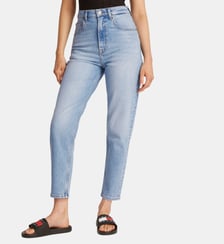 Jean mom 7/8 coton stretch délavé taille haute Tommy Hilfiger
