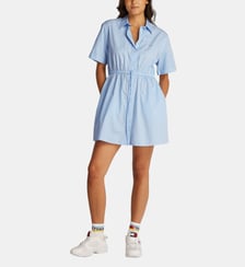 Robe chemise courte cintrée évasée coton à rayures Tommy Hilfiger