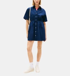 Robe chemise courte cintrée évasée coton à rayures Tommy Hilfiger