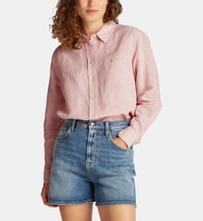 Chemise droite flag en coton et lin  Tommy Hilfiger