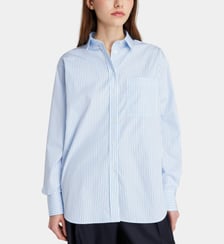 Chemise droite rayée en popeline de coton Lacoste
