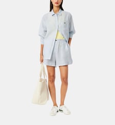 Chemise oversize rayée en lin Lacoste
