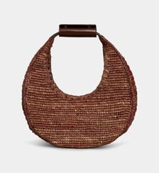 Sac à main Moon raphia et cuir Staud