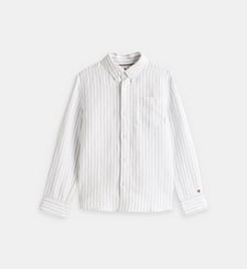Chemise droite en lin mélangé rayée Tommy Hilfiger