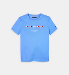 T-shirt droit coton drapeaux et signature Tommy Hilfiger