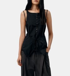 Top boutonné sans manches en nylon Low Classic