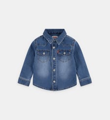 Chemise droite coton denim mélangé délavé Levi's Kids