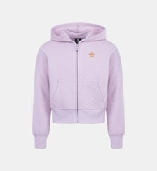 Sweat droit zippé capuche coton mélangé à étoiles Converse