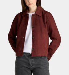 Blouson Dakota droit et court en cuir Galeries Lafayette