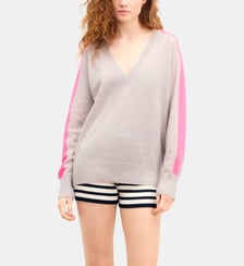 Pull col V oversize à bandes aux manches From Future