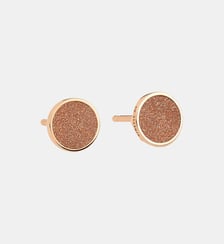 Boucles d'oreille - Disque en or rose et pierre de sable dorée Ginette Ny