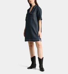 Robe Digue droite et courte en denim de coton Galeries Lafayette
