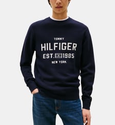Pull droit coton signature Tommy Hilfiger