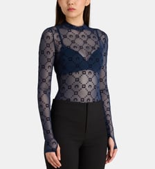 Top seconde peau monogrammé en mesh Marine Serre