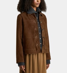 Veste droite courte en cuir nubuck Jodhpur