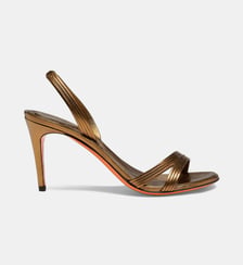 Sandales à talons en cuir effet lamé Santoni
